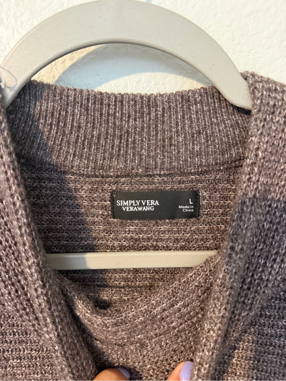 Simply Vera Vera Wang Brown Cropped Mockneck Sweater - Picture 2 of 4